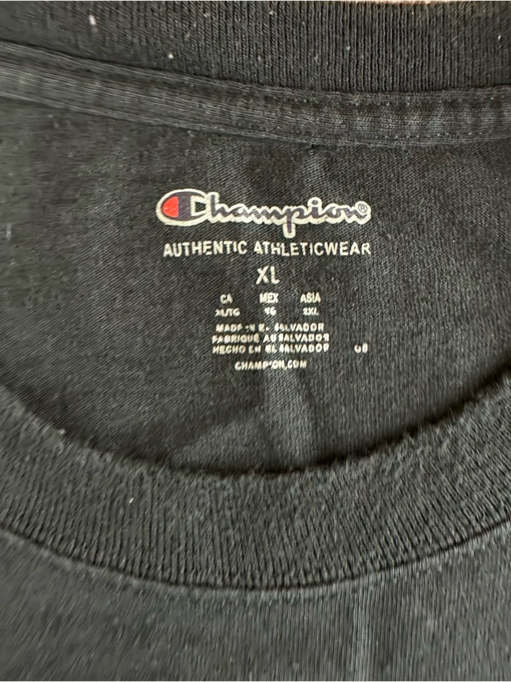 Champion Black Tee with Signature Red & White Logo - Picture 3 of 8
